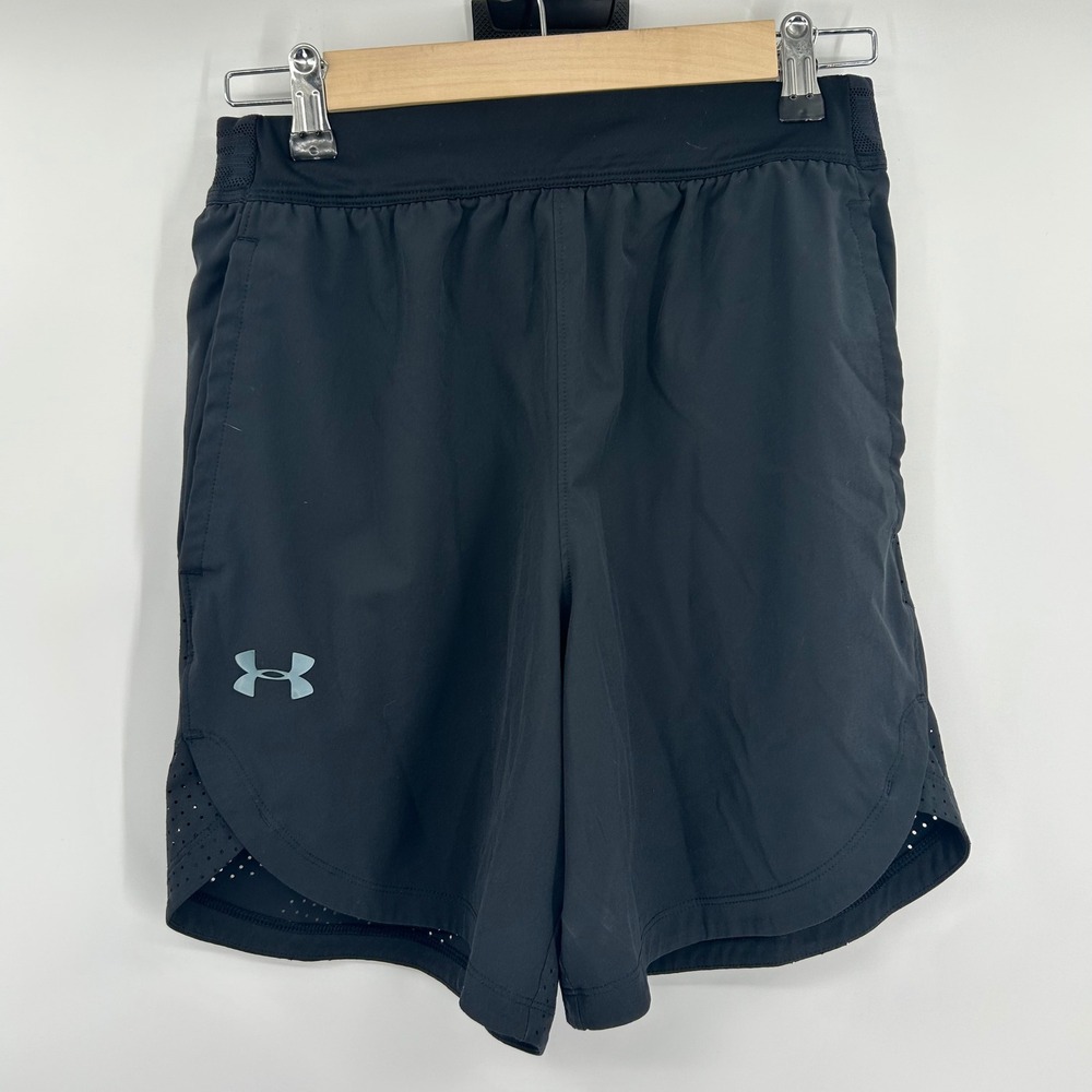 Under Armour Mens Small Black Fitted Perforated Running Athletic Shorts 0922